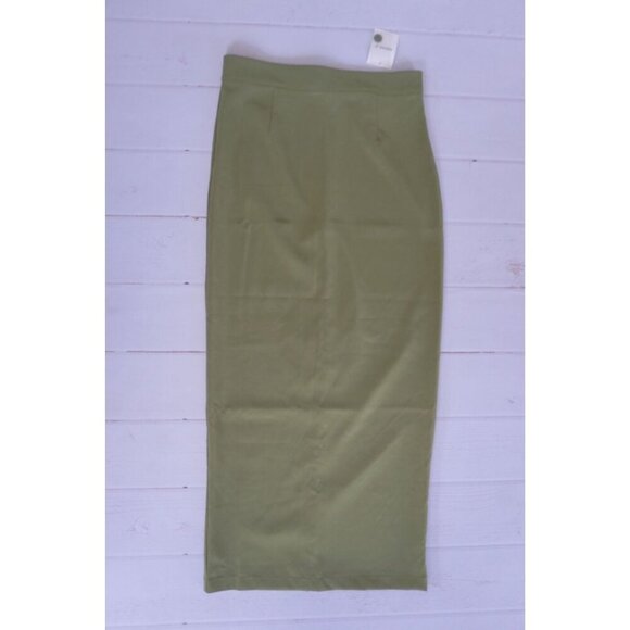 Forever 21 Olive Green High-Waisted Pencil Skirt w/ Back Slit - Size L, NWT - Picture 1 of 7